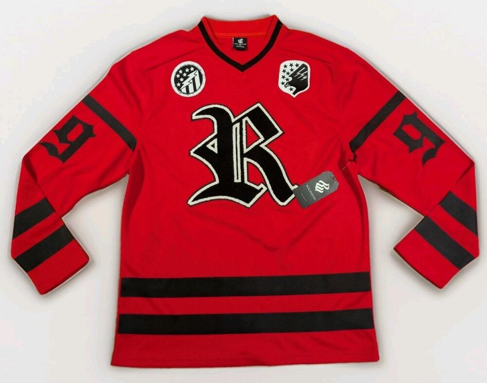 Y2K Rocawear XL Hockey Jersey Red 99 Chenille Logo Hip Hop Streetwear NWT RARE